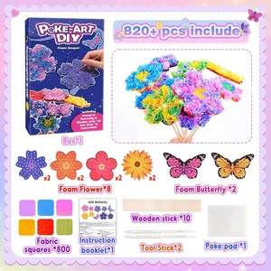 Jumon Poke-in Art - Ramo de Flores con 8 Flores y 2 Mariposas, Juego de Juguetes Educativos de Plástico Ecológico Hechos a Mano para Niñas, JSD-17 - Product Image 1