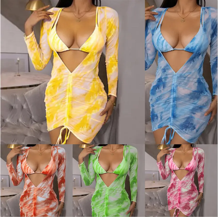 Charm mayo Beachwear 2023 seksi Bikini seti Coverups kadın Beachwear 3 parça mayo