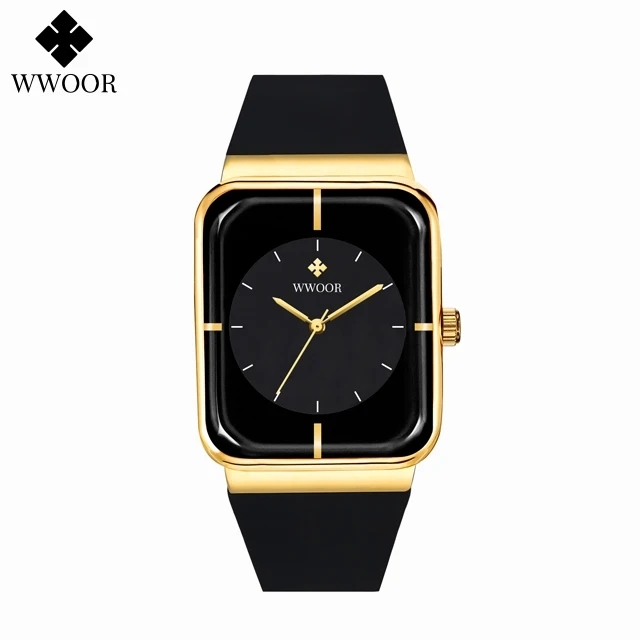 Wwoor 8884 Simple Square Men Silicone Material Watch Waterproof 3ATM Luxury Business Fashion Sport Watches for Men Classic Clock