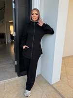 Abaya personnalisée Mexizo Dubaï et vêtements islamiques, robe musulmane pour femmes, ensemble de survêtement à capuche deux pièces avec veste zippée