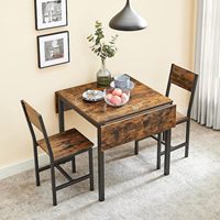 Table à manger pliante extensible en acier, style industriel rustique, directement de l'usine, pour petits appartements