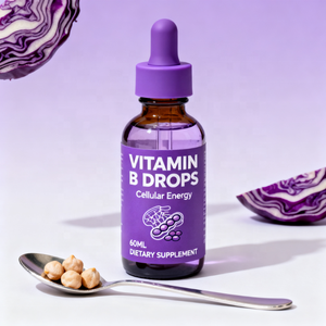 Multi orgânico da vitamina B em 1 gotas líquidas com suplemento líquido da absorção rápida da vitamina B1 B6 B12 fornecendo a energia - Product Image 1