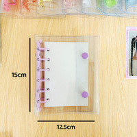 A7 Transparent Style Coréen Double Fournitures Scolaires et de Bureau Album Photo PVC 2 Boutons 6 Trous Mignon Mini Reliure à Anneaux
