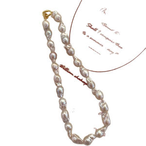 Collier polyvalent en grandes perles baroques naturelles, forme irrégulière queue de poisson, pour accessoire décontracté long jusqu'à la clavicule pour pull - Product Image 5