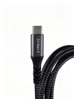 Cable USB 3.1 Gen2 Dual Tipo-C Económico, 5A 100W, Transferencia de Datos de 10Gbps, Pantalla 4K, E-Marker, Cable Trenzado de Nailon Ecológico