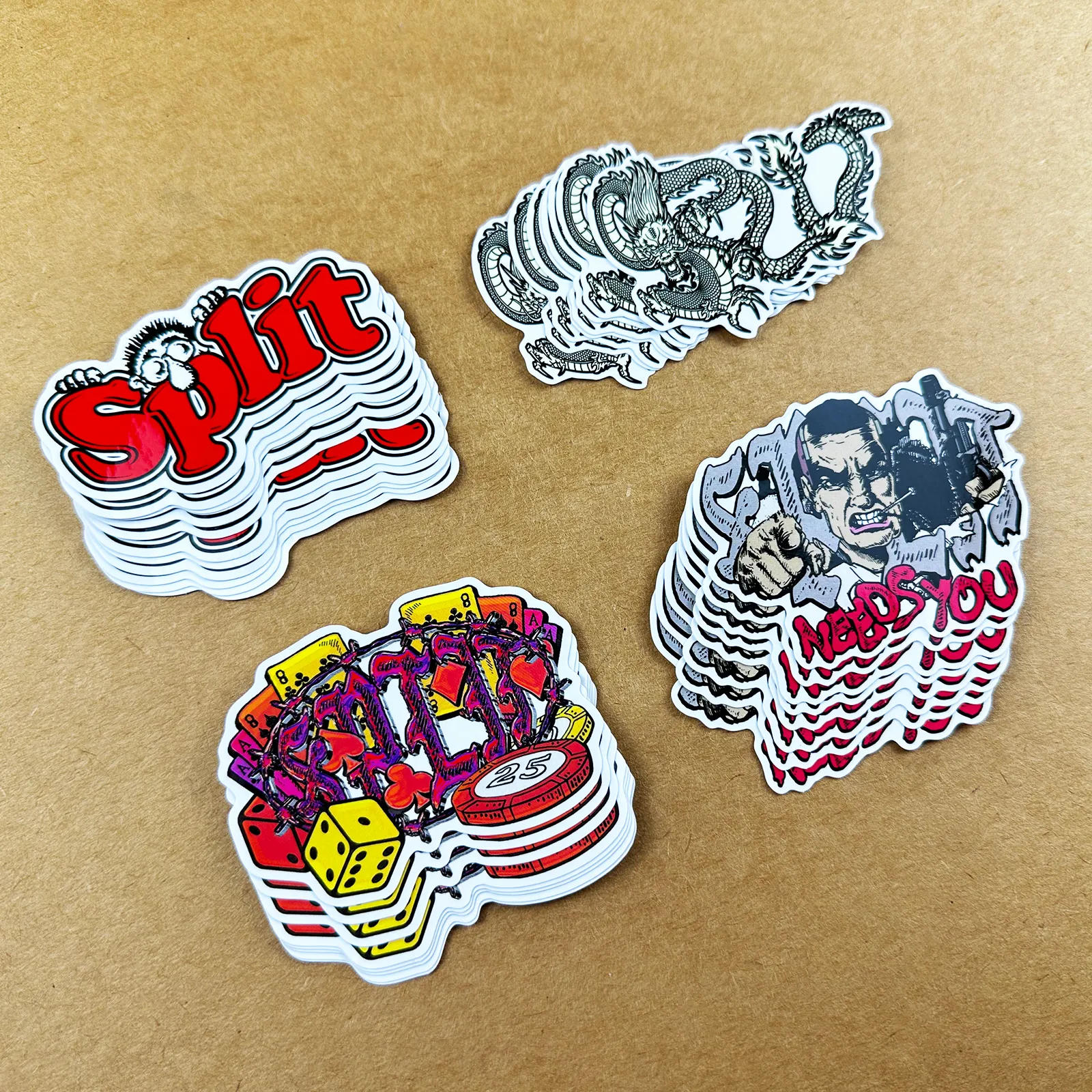 Stiker vinil tahan air Glossy cetak kustom tidak ada MOQ stiker Label potong cetak PVC perekat kartun potongan Individual stiker Label