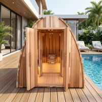 Sauna extérieur en bois en forme de triangle pour 2 à 4 personnes, pour spa et bien-être à domicile