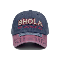 Casquette de baseball vintage pour homme en sergé de coton, style Dad Hat, avec patch logo, bordure tressée rayée et sangle arrière réglable