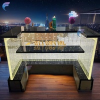 Bar de Comptoir en Forme de « U » avec Lumière LED Colorée et Bulles d'Eau, Style Décoration Intérieure Moderne, Mobilier de Fête Personnalisé pour Bar à Vin