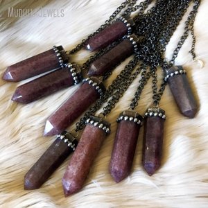 Collier pendentif tour en quartz fraise naturel NM49898, bijoux gothiques de sorcellerie, amulette de protection Wicca soudée - Product Image 3
