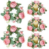 Hochwertige Europäische Seiden-Kunstblumen Grüne Blätter Valentinstag Rote Rose Kerzenringe Kränze Tischdekoration
