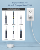 Chargeur USB de remplacement VHBW CT-1250 20W à charge rapide pour brosse à dents électrique Oral-B série IO, station de charge pour outil électrique