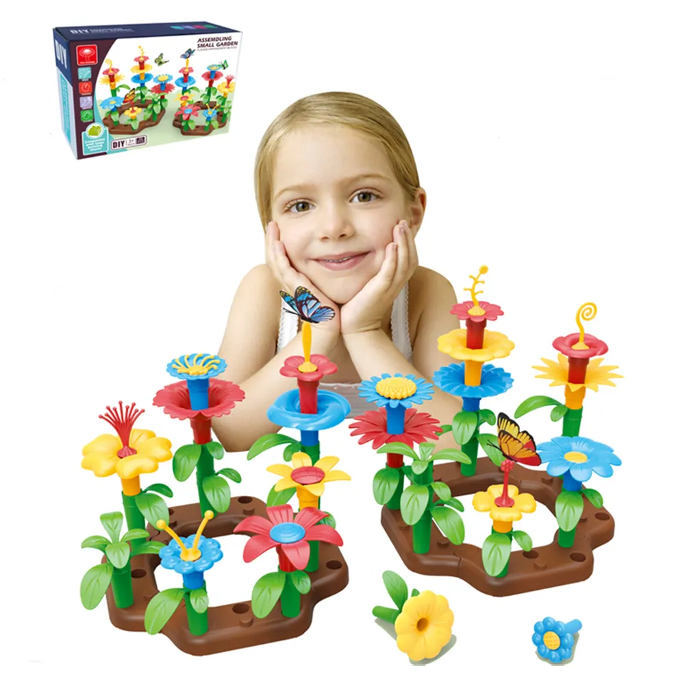 Stacking Learning Game Build a Kids Flower Garden Stem Building Blocks Toys Set for Kid