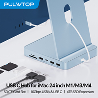 PULWTOP HUB USB C para iMac de 24 Pulgadas 2021/2023/2024, HUB iMac con USB C/A 10Gbps, SD/TF, Compatible con Expansión de SSD M.2 (NO Incluido)