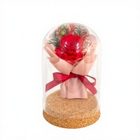 Bouquets de fleurs éternelles populaires dans un verre, roses éternelles dans un verre avec lumières LED, boîtes cadeaux