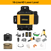 Niveau laser vert GSFixtop haute précision 4D 16 lignes, auto-nivelant, rotation 360°, avec 2 batteries pour la construction professionnelle