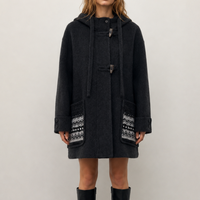 Manteau en laine vintage avec capuche pour femme, nouvelle collection hiver 2026
