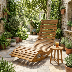 Meilleures ventes - Chaise longue à bascule en bois d'acacia massif, mobilier de jardin moderne et luxueux, matériau écologique, pour villa, parc, jardin - Product Image 4