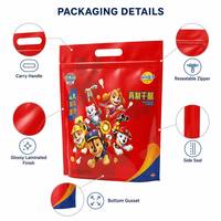Sachet refermable personnalisé pour enfants avec poignée, idéal pour emballer des collations, des bonbons, des biscuits et autres aliments.