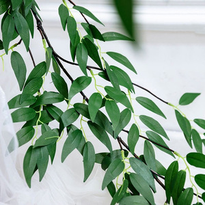 Artificial Willow <b>Leaf</b> Vine 1.8m Dark Green Light Green Silk Flower Wedding Home <b>Decor</b> <b>Wall</b> Hanging - Product Image 4