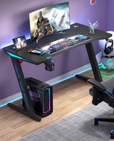 Bureau de jeu robuste noir multicolore pour la maison et le bureau, table de jeu pour gamer avec éclairage RGB, table d'ordinateur de bureau