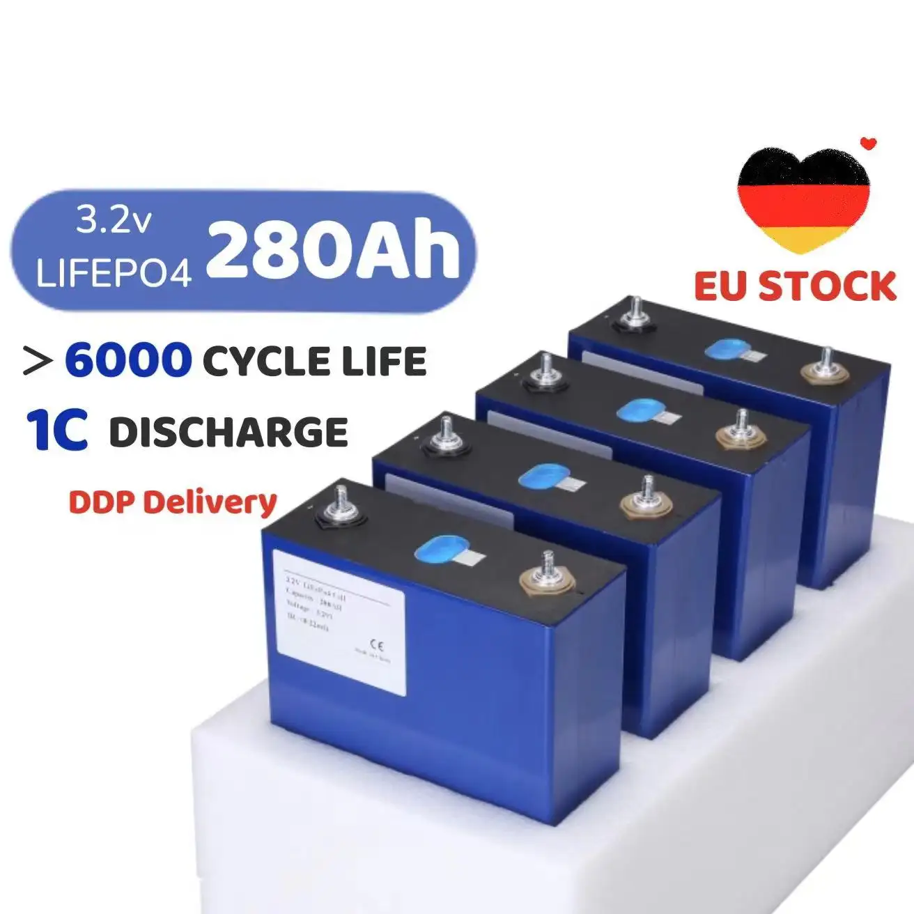 EU stock solar battery 48v 200ah 230AH 272ah 280ah 302ah lithium battery cells deep cycle akku for DIY 24V 48V