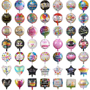 18英寸Feliz Cumpleanos气球氦气派对装饰西班牙生日气球