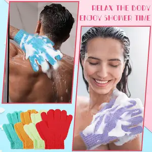 Guante de baño para depurador corporal, guantes exfoliantes personalizados, guantes exfoliantes para ducha