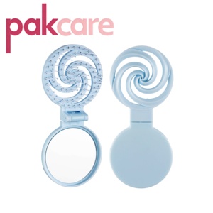 Brosse à cheveux pliable avec miroir, motif tourbillon de crème glacée, peigne démêlant portable 2-en-1 pour filles - Product Image 4