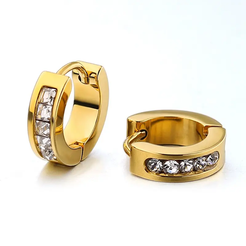 Pendiente de oro y diamante de 14 quilates de acero inoxidable para hombre y mujer