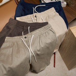 Pantaloncini <span class=keywords><strong>Cargo</strong></span> Estivi Traspiranti in <span class=keywords><strong>Lino</strong></span>, Multi-Tasca, Casual, da Palestra, per Uomo, 5 Pollici, Personalizzabili con Logo - Product Image 6