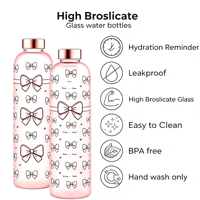 Bouteille d'eau en verre borosilicate givré personnalisée de 32 oz, dégradé de couleurs, avec marqueur de temps
