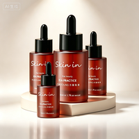 Flacon compte-gouttes en verre plat de luxe, flacon pompe pour sérum cosmétique, emballage personnalisé avec logo imprimé, emballage pour soins de la peau, 30 ml, 40 ml, 100 ml, 120 ml