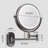 Rotatable Dual-Sided Personalized Bathroom Wall-Mounted Makeup LED Mirror Punch-Free Telescopic Folding Magnifying Metal Beauty