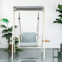 Seaside Beach PE Rotin Osier et Aluminium Balançoire Chaises Jardin Extérieur Patio Chaise Suspendue avec Auvent Hamac Suspendu