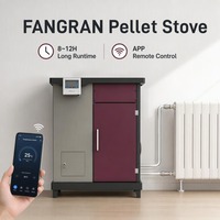 Cheminée à granulés intelligente Fangran 160S 160m avec écran tactile WiFi, moderne, autoportante, à flamme réelle, chauffage au sol pour toute la maison
