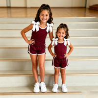 Ensemble 2 pièces de cheerleading pour filles en fibre de bambou : débardeur sans manches et short de sport respirant à taille élastique