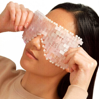 Masque pour les yeux en quartz rose naturel, masque rafraîchissant en cristal rose pour les yeux gonflés et les cernes