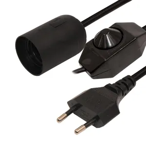 白色黑色照明电线0.75毫米 * 2线开关电源电缆E27欧盟插头盐灯线