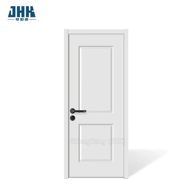 JHK-017-puerta interior cuadrada de madera sólida, imprimación blanca lisa, 2 paneles