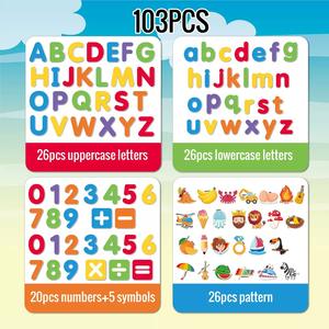 103 Piezas, Rompecabezas Infantil <span class=keywords><strong>con</strong></span> <span class=keywords><strong>Letras</strong></span> Mayúsculas y Minúsculas, Imanes de Dibujos Animados, Imanes de Números, Imanes para Refrigerador y <span class=keywords><strong>Pizarra</strong></span> - Product Image 2