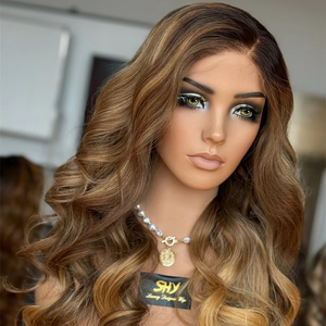 2025 nuevo diseño sin pegamento nudo Invisible Balayage Color cuerpo onda pelo crudo pelucas delanteras de encaje para mujeres blancas - Product Image 1