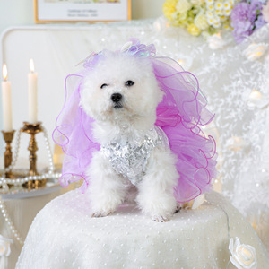 PETCIRCLE Vêtements pour animaux printemps/été, tenues pour chiens et chats, combinaison de robes de mariée féériques et de voiles - Product Image 3