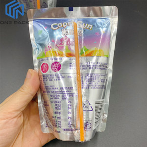 Bolsas desechables de papel de aluminio impresas OEM, bolsa de jugo de inyección, bolsas <span class=keywords><strong>Capri</strong></span> <span class=keywords><strong>Sun</strong></span> con orificio de paja fácil de meter - Product Image 4
