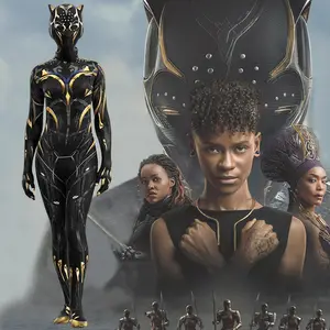 Black Panther Wakanda ชุดคอสเพลย์ Marvel,ชุดแฟนซีสีดำซูเปอร์ฮีโร่ Panther Shuri ชุดจั๊มสูทชุดฮาโลวีนสำหรับผู้หญิง