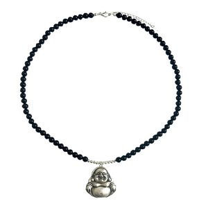 Collar de Plata de Ley 925 con Colgante de Buda Maitreya y Ágata Negra, Estilo Chino, para Uso Diario, Cadena para Clavícula - Product Image 5