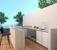 Cocina Exterior en Forma de U, Estación de Cocina Envolvente que Crea una Zona de Chef Dedicada para Preparación de Comidas sin Interrupciones en Patios Amplios