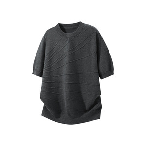T-shirt en maille pour homme M-5XL, été, haut de gamme, style Old Money, texture jacquard, respirant, col rond, décontracté, manches courtes - Product Image 4