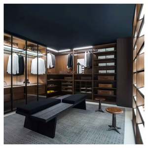 Contemporary <b>Glass</b> Door and Shelves Cabinets Wardrobe Modern Latest Design Custom Clothes Luxury Display Closet - Product Image 4