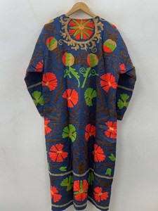 Women's Handmade Long Velvet Suzani Kimono <b>Robe</b> Floral Embroidered Boho <b>Coat</b> Luxury Boutique Outerwear - Product Image 5